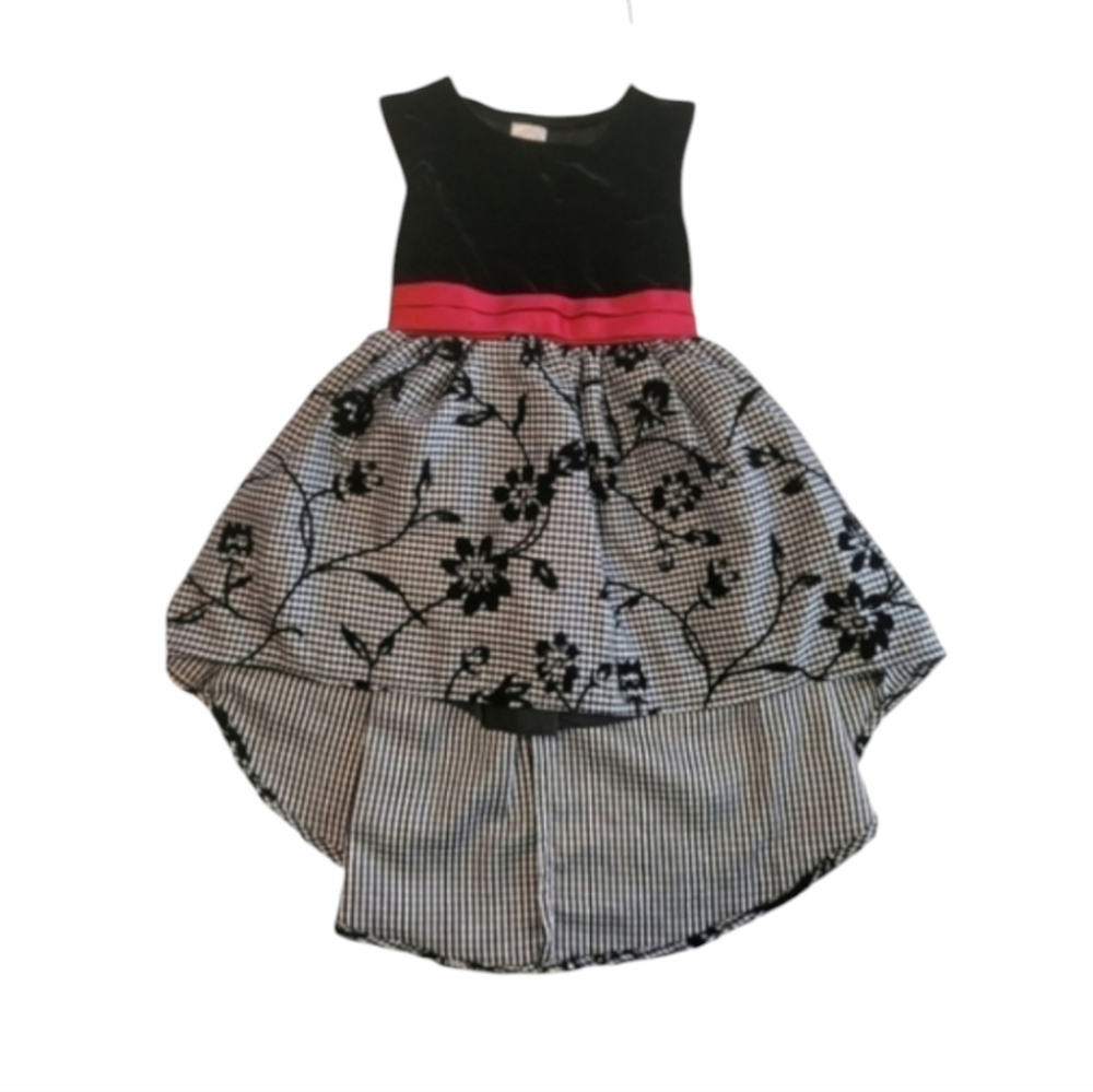 Wonder Nation Velvet High Low Black and Red Formal Kids Holiday Dress Size 4